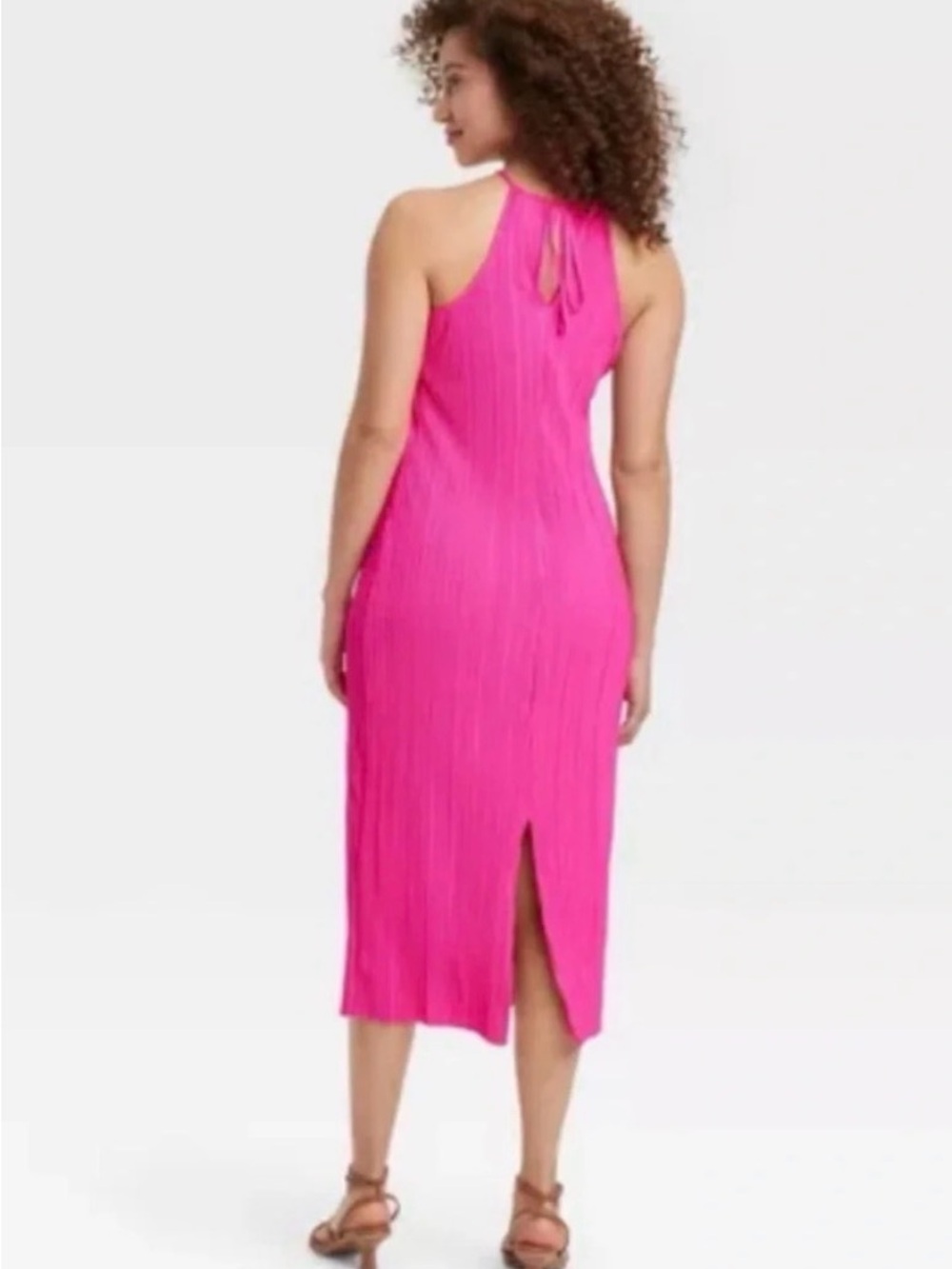 a new day Hot Pink plisse Midi Dress - Picture 2 of 6
